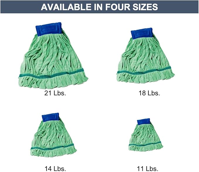 Arkwright Microfiber Tube Mop Head Replacement - (Bulk Case of 12) Heavy Duty, Lint Free, Super Absorbent & Bleach-Safe, Janitorial Essential for Commercial & Industrial Floor Cleaning, 18 oz, Green
