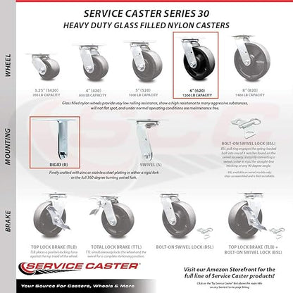 4406L6 FG4406L60000 Rubbermaid Cart Replacement 6 Inch Caster Kit - Fits Rubbermaid Heavy Duty Platform Truck 4406, A Frame Panel Truck 4462 and Sheet & Panel Truck 4467 - Service Caster Brand