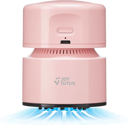 JOYTUTUS Mini Vacuum Cleaner Desk Vacuum Portable Cordless 360º Rotatable Handheld Vacuum 2 Suction Modes USB for Car/Home/Pet Hair/Office/Desk/Keyboards Pink