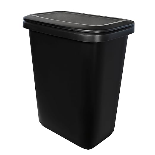 Oversized Dual-Compartment Trash Can - 20.4 Gal Plastic Kitchen/Garage Bin (Black)