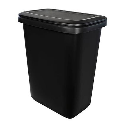 Oversized Dual-Compartment Trash Can - 20.4 Gal Plastic Kitchen/Garage Bin (Black)