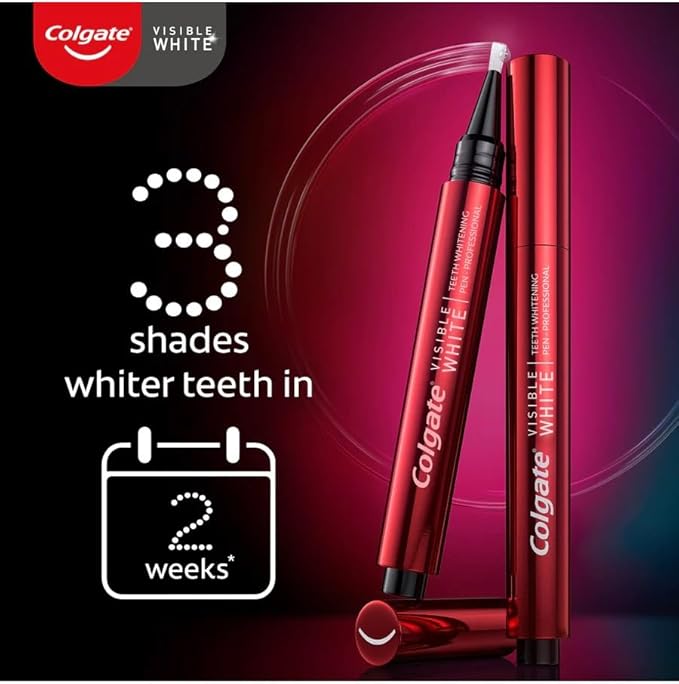 Colgate Visible White Teeth Whitening Pen, Teeth Stain Remover to Whiten Teeth Leave On Teeth Whitening Treatment with Active Oxygen Technology, Whitens Teeth in 14 Days 13g/0.5oz