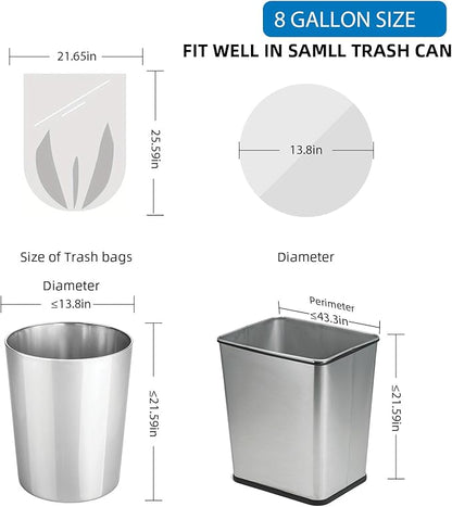 8 Gallon Biodegradable Black Trash Bags - Compostable Tall Kitchen Garbage Bags 80 Count Recycling Unscented Office Outdoor Thick Strong Medium Size Can Waste Basket Liners Acqkunlo