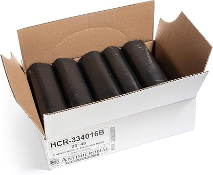 Aluf Plastics High Density Trash Bags, 33 Gallon, 1000 Count, 16 Micron (eq), 33" x 40", Black, for Bathroom, Office, Industrial, Commercial, Janitorial, Municipal, Recycling
