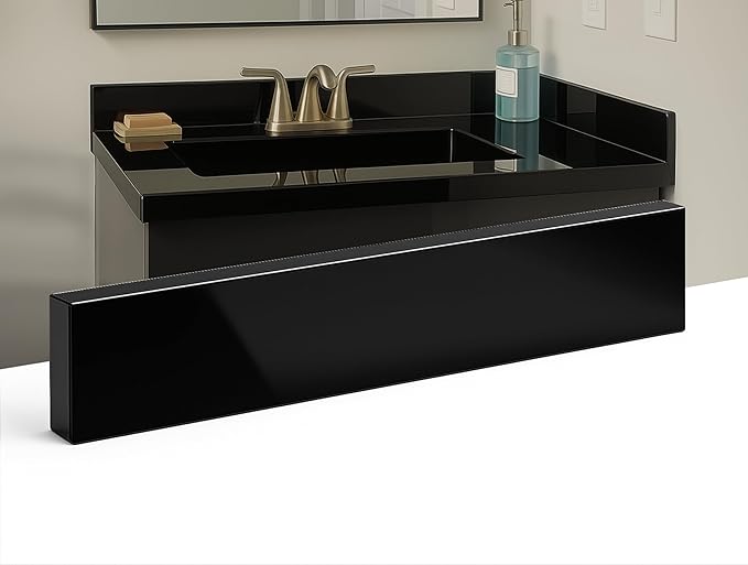 Bathroom Vanity Sink Backsplash/Sidesplash (Super Black Engineered Marble, 4" x 72")