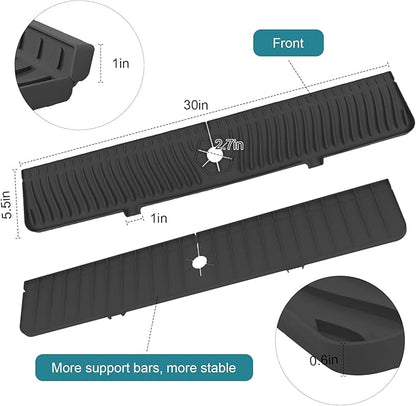 30 Inch Longer Faucet Mat for Kitchen Sink, Silicone Sink Faucet Mat Splash Guard, Splash Faucet Guard Draining Mat,Splash Guard Behind Faucet