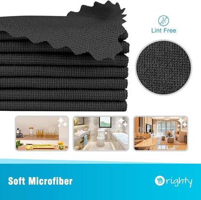 Orighty Microfiber Cleaning Cloth, 600 Pack Highly Absorbent Cleaning Rags, Household Cleaning Supplies, Reusable Microfiber Towels Lint Free Cloths for House, Kitchen, Car Care, 12x11 inch, Black