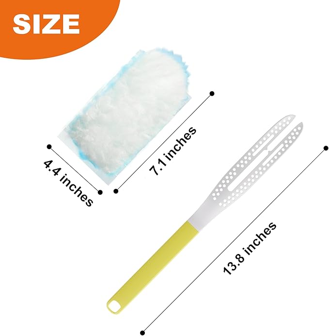 JOYMOOP Disposable Duster for Cleaning, with 2 Handles & 24 Ct Blue Heavy Duty Refills for Swiffer Feather Duster, Household Cleaning Tool for Electronics, Dusting Furniture, Blinds, Pet Hair