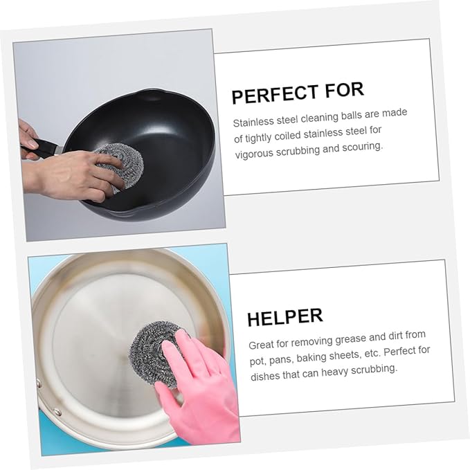 20pcs Pot Cleaning Balls Metal Scrubbers for Kitchen Grill Oven and Pan Cleaning Scrubbers for Tough Stains and Grease Removal