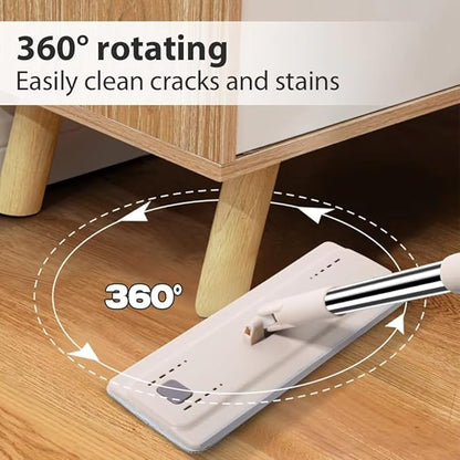 Flat Floor Mop and Bucket Set with Stainless Steel Handle, Heavy Duty Spin Bucket System for Household and Commercial Use