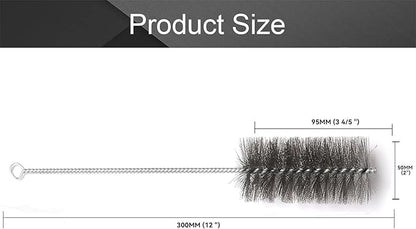 12 Inch Pipe Cleaning Brush Set with Stainless Steel Bristles, Steel Wire Tube Brush Kit for Auto Parts Polishing, Machining, Bottles, Tubes, Etc.（50mm-4pcs）