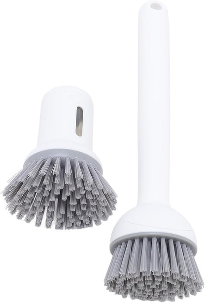 ZJchao 2 Pcs Soap Dispensing Handle and Palm Brush Set, Efficient Rotating Head Dish Scrub Brush for Kitchen, High Efficiency Stain Removal, Comfortable Cleaning Experience,