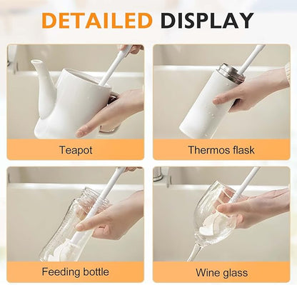 360° Flexible Silicone Bottle Brush with Long Handle, 2025 New Bottle Cleaning Brush, Deep Cleaning Brush for Narrow Neck Bottles, Water Bottles, Baby Bottles, Flasks Soft Bottle Brush (1PC)