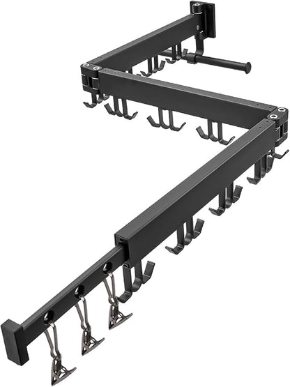 RFOUO Wall Mounted Clothes Drying Rack,Drying Rack Clothing Wall Mount with Foldable Features(Tri-Fold),Space Saver,Wall Mounted Drying Rack for Laundry Balcony Bathroom (Black)