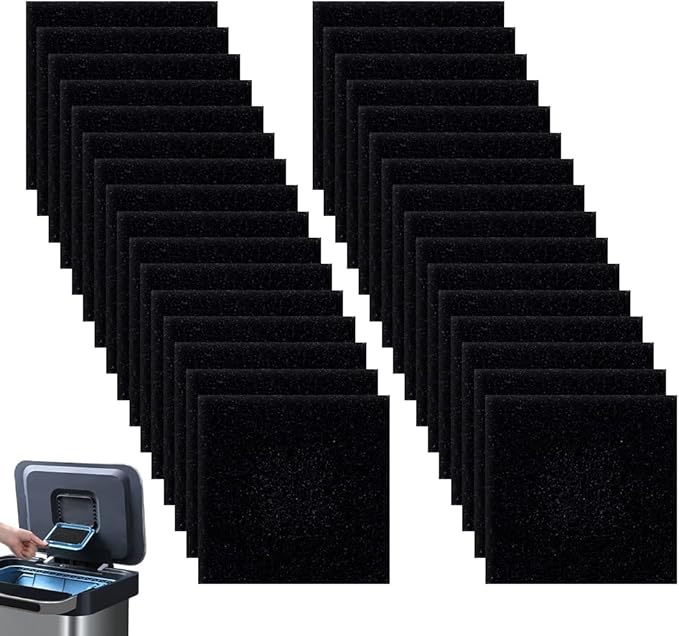 OLYCRAFT 32 Pack Trash Can Filter Odor Absorber Activated Carbon Filters 3.2 Inch Trash Odor Eliminator for Indoor Kitchen Bins Compost Bucket Recycling Bin Durable Polyester Air Freshener