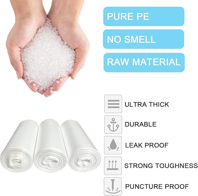 15 Gallon Trash Bags - 1 MIL Ultra Strong Tall Kitchen Garbage Bags, Unscented Trash Can Liners for Office, 60 Count