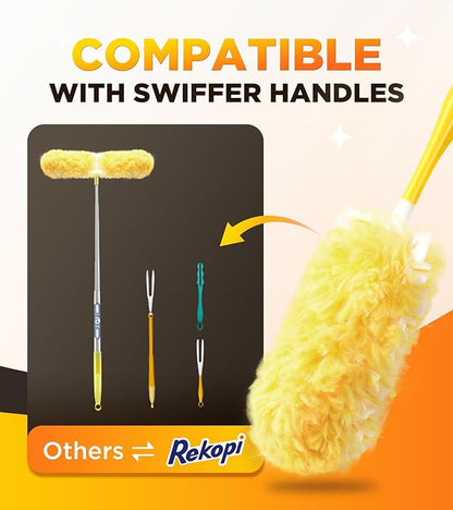 Heavy Duty Duster Refills for Swiffer Duster, 12 Count Duster Refills with 1 Handle, Multisurface 360° Dusters with 4X Microfibers, Unscented Disposable Dusters for Cleaning