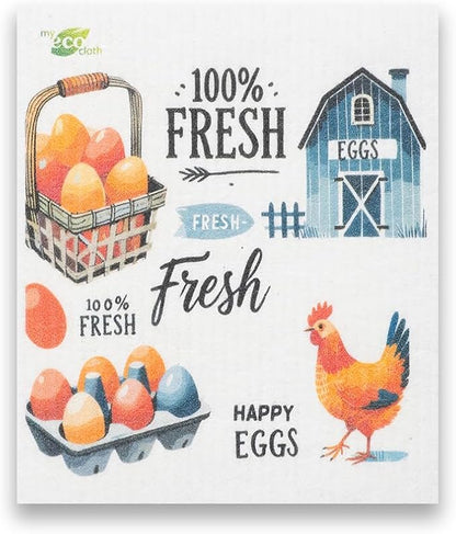 SWEDEdishcloths - Cellulose Sponge Dish Towels - Mixed Set of 6 (One of Each Design) Chickens Swedish Dish Cloths