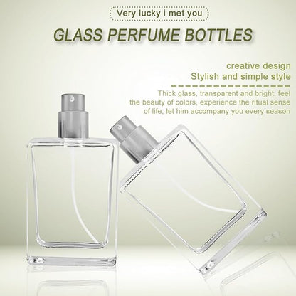 Enenes 8 Pack 30ml/1Oz Refillable Glass Perfume Bottles - Premium Square Atomizer Spray Bottles, Leak-Proof Portable Empty Perfume Containers for Travel, Purse, Gym & Home Office Use