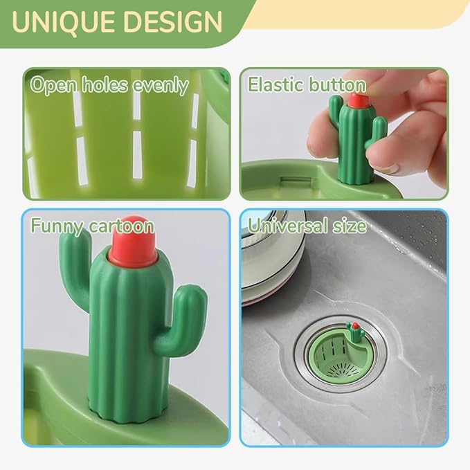 Cactus Kitchen Sink Drain Strainer, Upgrade Self-Cleaning Faucet Hanging Filter Basket, 2026 New Multifunctional Kitchen Sink Drain Strainer Press Automatic Dumping Basket (Green+Yellow)