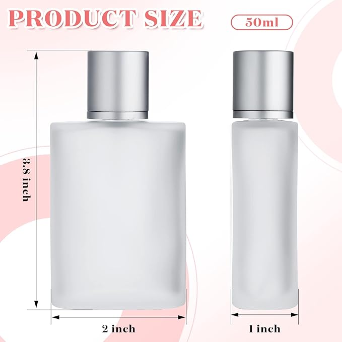 Tessco for you 6 Pcs 50/100ml Frosted Glass Bottle Perfume Atomizer Refillable Spray Empty Perfume Dispenser Fine Mist Atomizer Cosmetic Container for Travel Men Women (1.7 Ounces,Silver Gray)