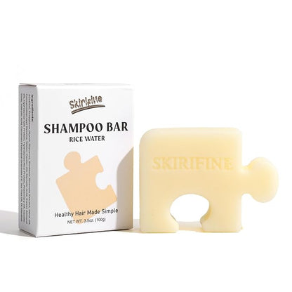 Puzzle-Shaped Rice Water Shampoo Bar – Gentle Cleansing & Moisturizing for Dry or Sensitive Scalp, Fermented Rice Scent, Vegan Solid Shampoo (3.5oz)
