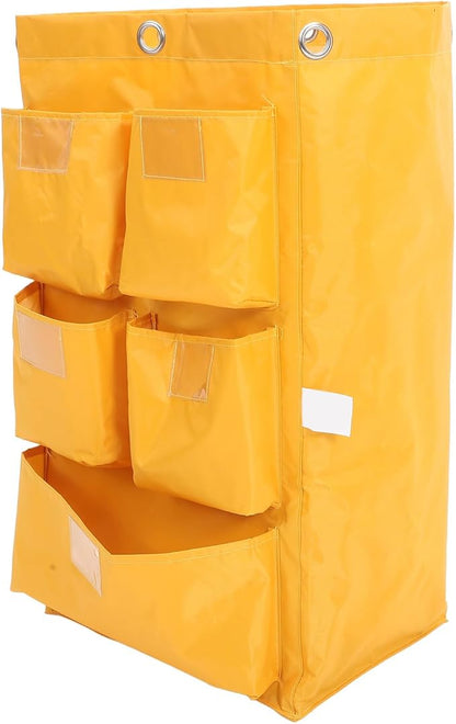 Waterproof Janitorial Bag for Cleaning Carts Sturdy Canvas Housekeeping Supply Organizer 10-Piece Capacity Collection Bag for Hotels and Commercial Use