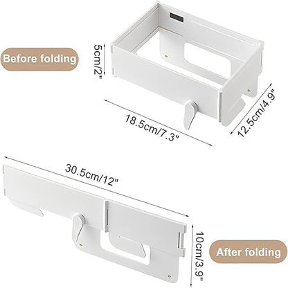 2Pcs Plastic Trash Bag Holder Rack, Folding Hanging Kitchen Trash Can, No Drill Adhesive Mounted Plastic Bag Holder, Space Saving Towel Hanger, Collapsible Garbage Can for Cabinets/Doors/Cupboards