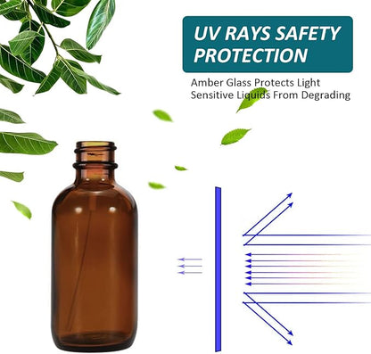 4 oz Amber Glass Spray Bottles for Essential Oils, Small Empty Fine Mist Spray Bottle,2 Pack with Funnel Dropper