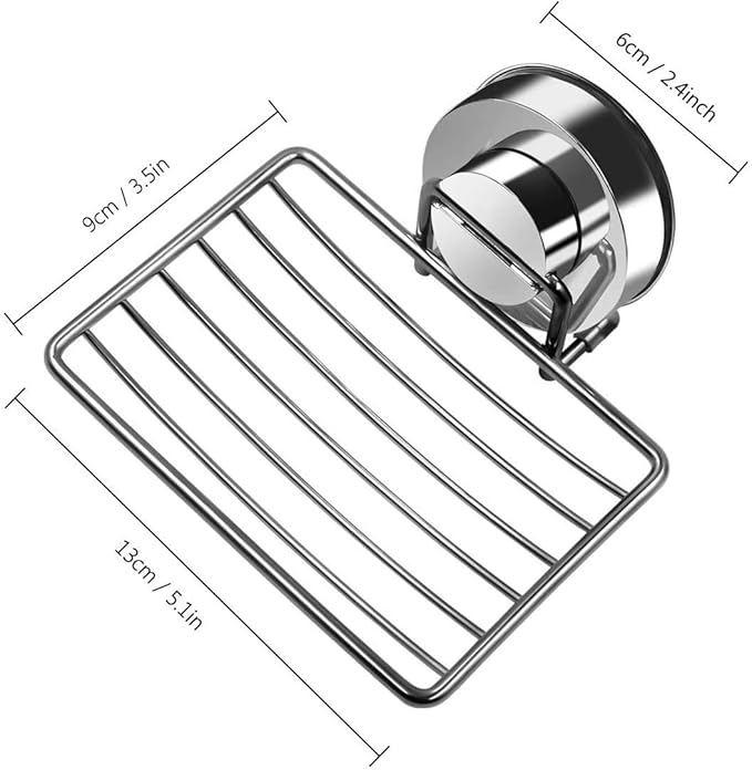Top-Spring Super Powerful Vacuum Suction Cup Shower Soap Dish Holder, 304 Stainless Steel Bar Soap Sponge Holder for Shower, Bathroom and Kitchen Sink