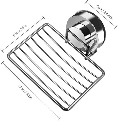 Top-Spring Super Powerful Vacuum Suction Cup Shower Soap Dish Holder, 304 Stainless Steel Bar Soap Sponge Holder for Shower, Bathroom and Kitchen Sink