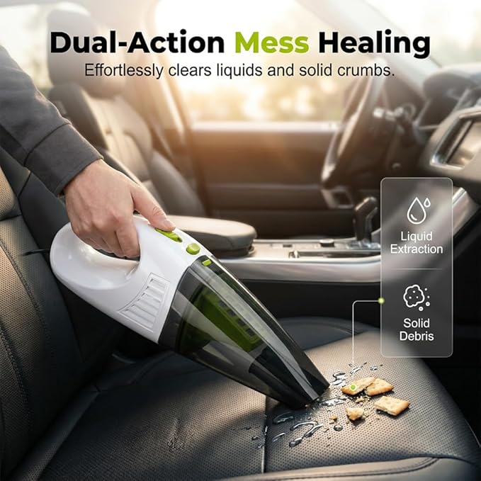 Handheld Vacuum 4500Pa Powerful Suction Car Vacuum Cleaner, Wet & Dry Use with Washable Filter, Portable Hand Vacuum with Anti-Backflow Dust Cup for Car Interior & Home Cleaning (Black, Corded)