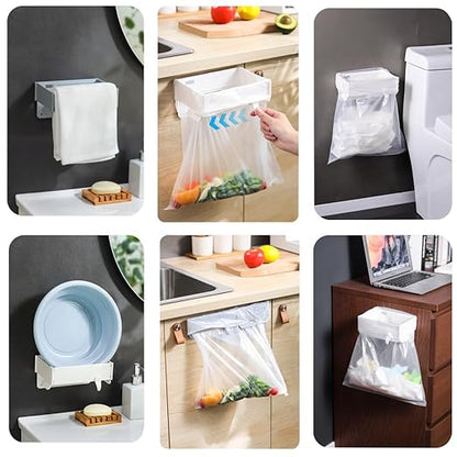 2 PCS Foldable Trash Bag Holder,Garbage Bag Holder,Hanging Waste Garbage Can Rack Magnetic Closure Waste Bag, Space Saving No Drill,for Cabinet Doors, Bathroom, Table Sides