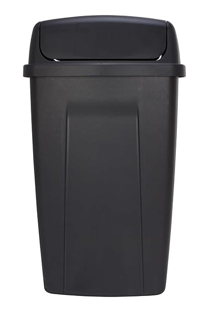13 Gallon Trash Can, Plastic Swing Top Kitchen Garbage Trash Can, Black