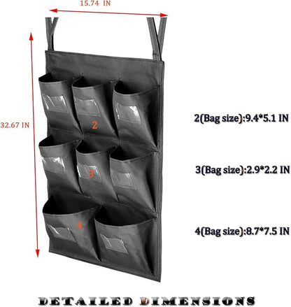 Replacement Janitorial Cart Bag with 8 Brass Grommets,25 Gallon Housekeeping cart Bag High Capacity Waterproof Thickened Commercial Janitorial Cleaning Cart Bag with 6 Brass Grommets (Black-8)