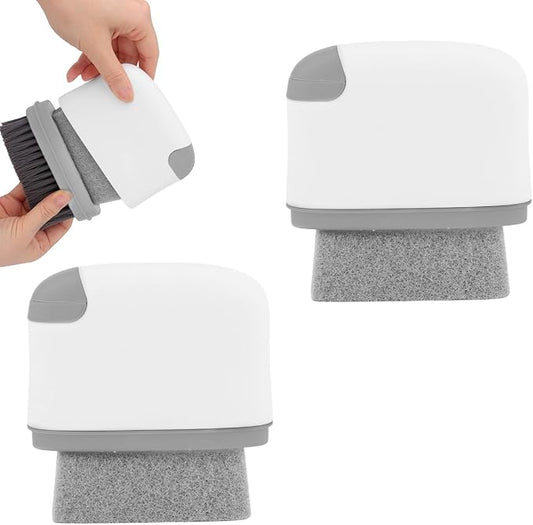 2pcs 2-in-1 Groove Cleaning Brush, 2025 Upgraded Crack Cleaner Tool Handheld Grout Brush for Window Tracks Sliding Doors Sills Tile Lines (Light Gray)