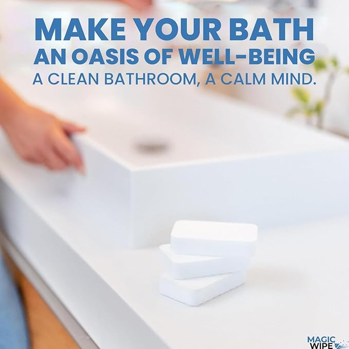 MagicWipe® Power Sponge – Magic Sponge Eraser (10 Pack) with High Density Melamine Foam for Heavy Duty, Multi-Surface Cleaning, Kitchen, Bathroom, Walls, Floors, Scuffs - No Chemicals