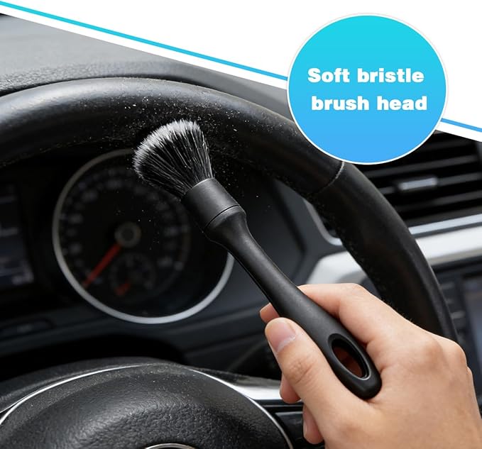 Bittwee Car Detailing Brush Kit, 3PCS Soft Bristle Multi-Use Vehicle Detailing Wash Brushes, Automotive Interior or Exterior Cleaning Kit, Universal for SUV Automobile Truck