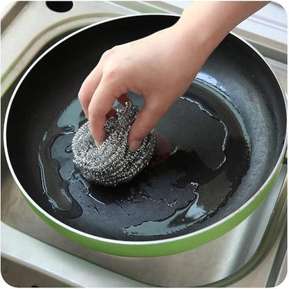 4 Pcs Stainless Steel Scourer Wire Dish Pot Kitchen Cleaning Ball Washing Dishes Scrubbers Pan Bowl Cleaner Kitchen Accessories Practical