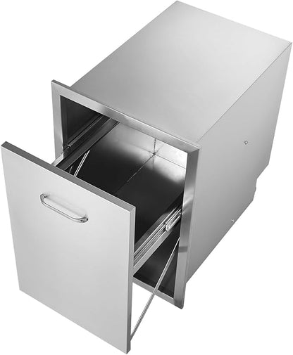 Vevor Pull Out Trash Drawer 17.7x22.8 Inch Raised Style Trash Bin with Pull-Out Tray Stainless Steel Trash Drawer with Handle for Outdoor Kitchen BBQ Island : Patio, Lawn & Garden