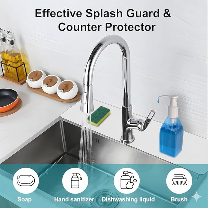 Customizable Faucet Mat for Kitchen Sink: 30"Lx5.5"W Long Absorbent Edge Protector & Splash Guard for Large Double bowl Sink- Cut to Fit 2, 3, 4 Holes Faucet & Irregular Sink with Soap Dispenser