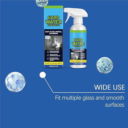 Potent Water Stain, Rapid Scale Dissolving Liquid, 120ml Bottle with Spray Nozzle, Clear Cleaner, Hard Hardware Shine with Acidic Formula, Professional Solution for Apartment Rental