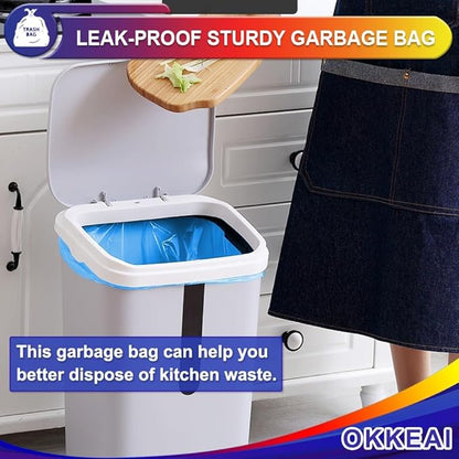 OKKEAI 8 Gallon Kitchen Trash Bags Blue Garbage Bags Strong 30L Trash Can Bags Medium Wastebasket Bin Liners for Home Office, Lawn,Bathroom,60 Count (Fits 7-10 Gallon Bins)