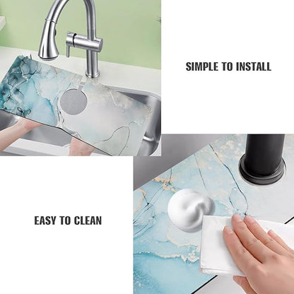 Sink Faucet Absorbing Mat, 2 Pack Drying Mat Around Faucet Sink Splash Guard Behind Faucet Sinkmat For Kitchen Bathroom Island Rv 15 * 5.5 Inch (38 * 14 cm)