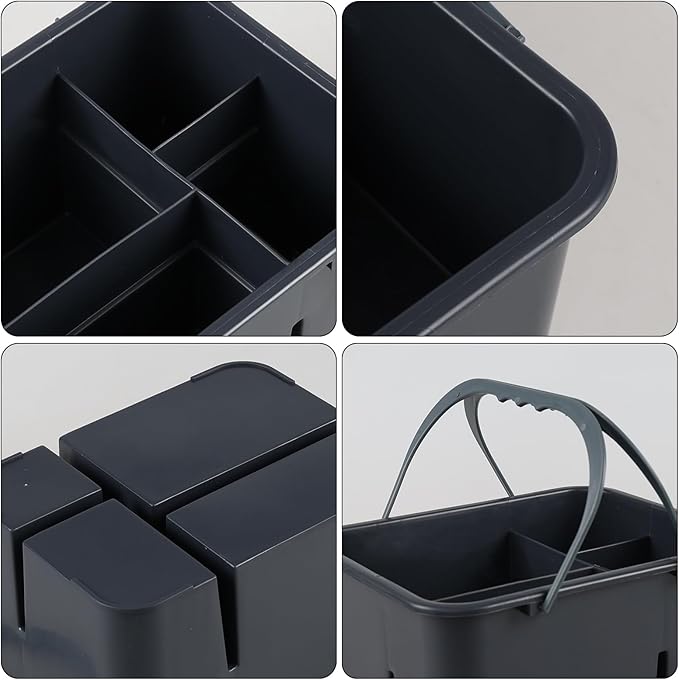 Plastic Cleaning Caddy with Handle, Portable Plastic Storage Caddy Organizers, Gray, F