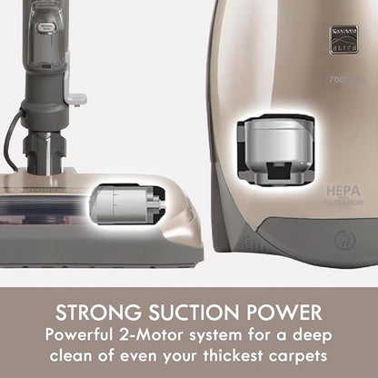 Kenmore Elite 700 Series Bagged Canister Vacuum with 2-Motor System, Powerful Suction, HEPA Filter, Pet PowerMate for Pet Hair, Thick Carpet, Hard Floors, Stairs and More, Gold