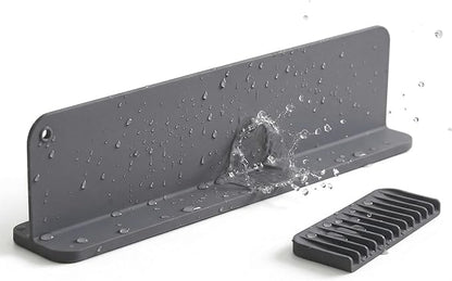 Silicone Sink Splash Guard 17.3" with Suction Cups + Bonus - For Sink Area - Keep Counters Dry & Protect Clothes from Water Splashes for Kitchen, Bathroom, Laundry