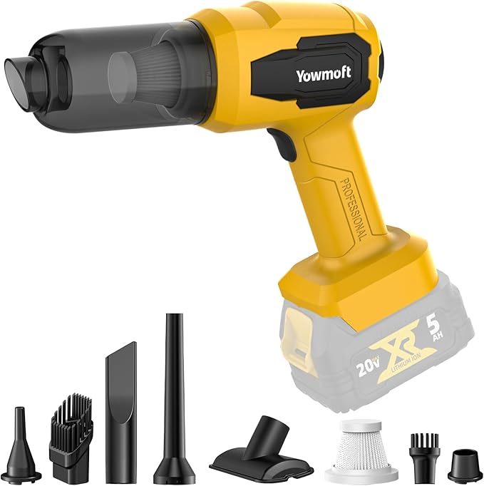 3 in 1 Handheld Car Vacuum Compatible with Dewalt 20V Battery with 21000pa Strong Suction, Handheld Vacuum Cordless & Blower with 200W Brushless Motor, Mini Vacuum Cleaner for Car, Home (No Battery)