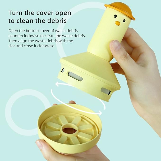 MSUIINT Portable Hand Vacuum Cleaner Desktop Vacuum Cleaner, Handheld Cordless Cleaner for Dust, Mini Table Dust Sweeper Cute Cartoon Eraser Pen Scrap Keyboard Cleaner for Home Desk, Yellow