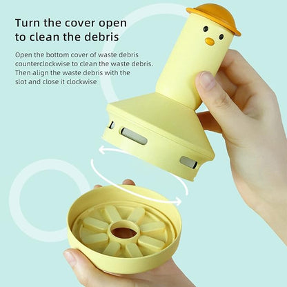 MSUIINT Portable Hand Vacuum Cleaner Desktop Vacuum Cleaner, Handheld Cordless Cleaner for Dust, Mini Table Dust Sweeper Cute Cartoon Eraser Pen Scrap Keyboard Cleaner for Home Desk, Yellow